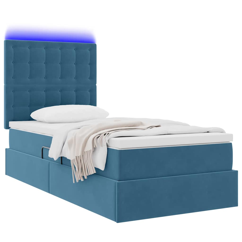 Krevet s prostorom za pohranu s LED-om Tamno plava 100 x 200 cm