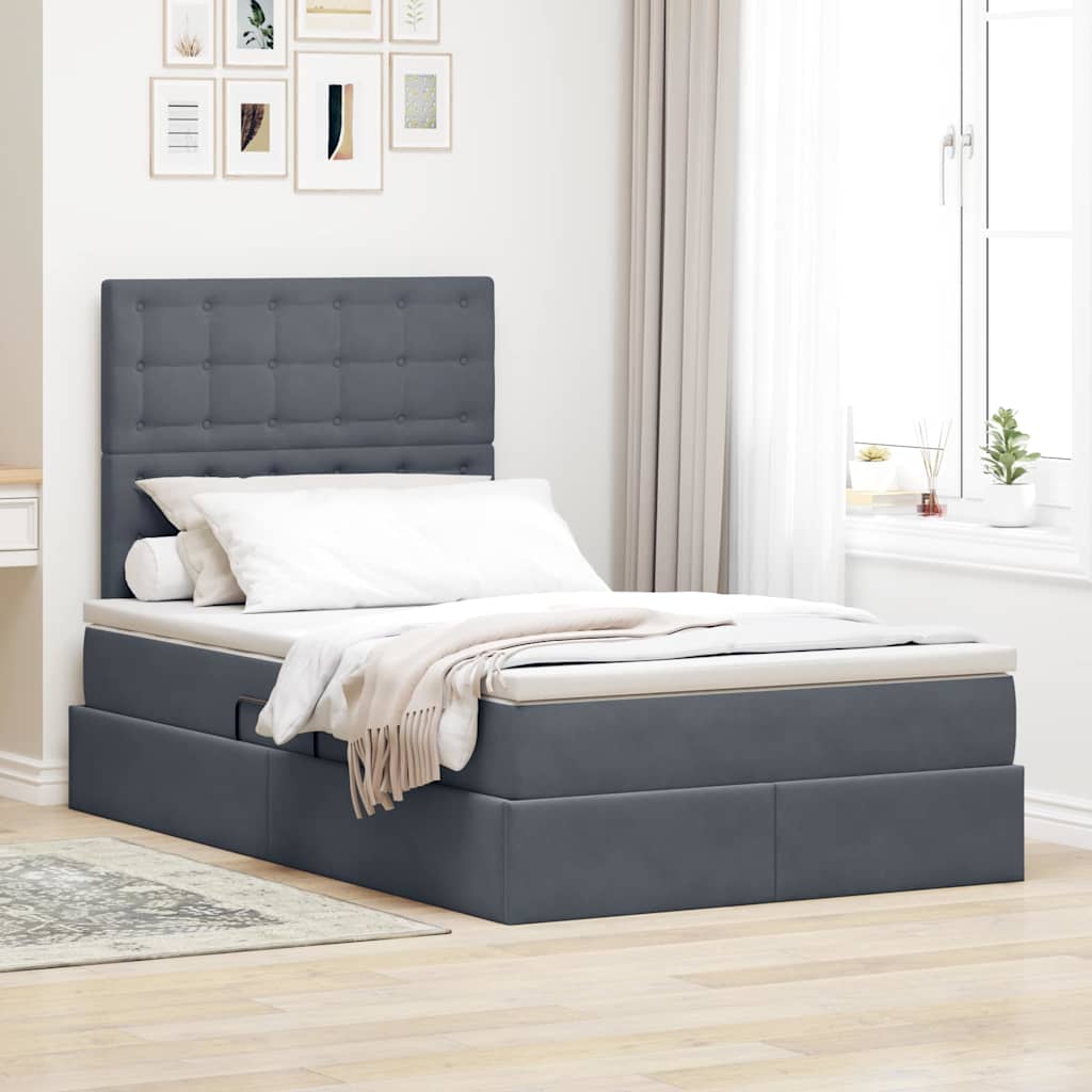Krevet s prostorom za pohranu s LED-om Tamno siva 120 x 190 cm