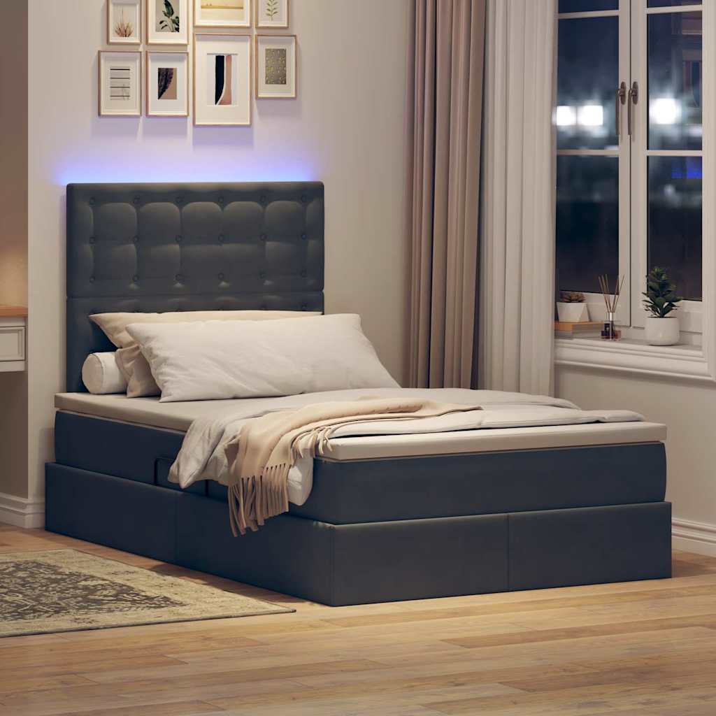 Krevet s prostorom za pohranu s LED-om Tamno siva 120 x 200 cm