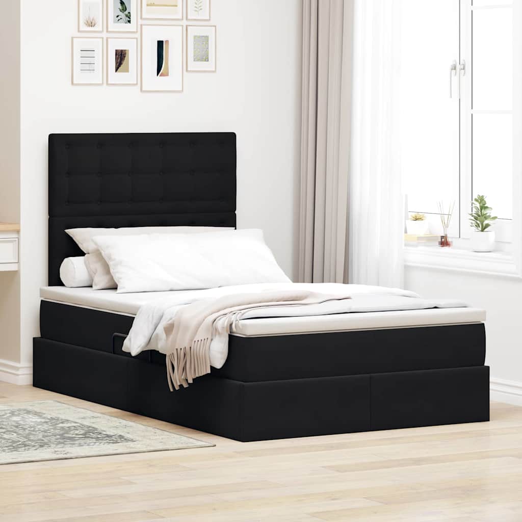Krevet s prostorom za pohranu s LED-om Crna 120 x 200 cm Baršun