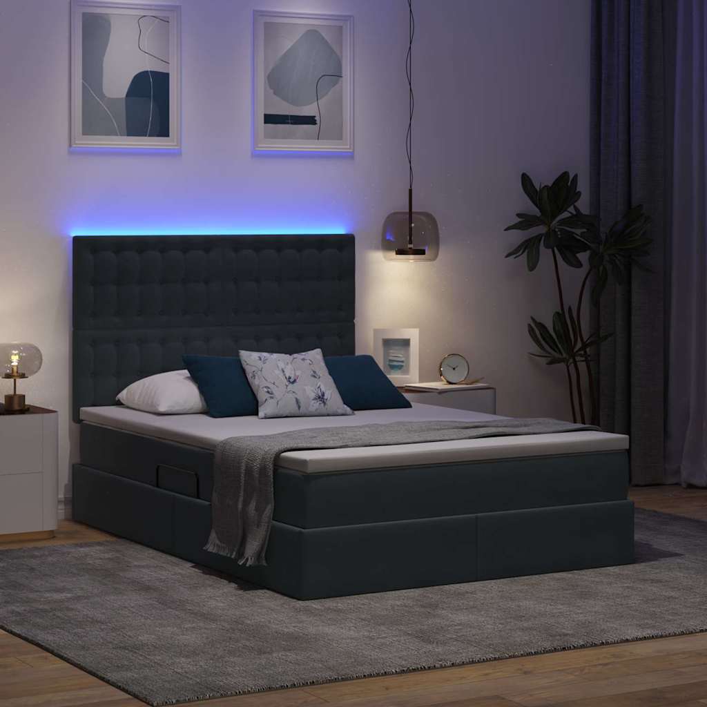 Krevet s prostorom za pohranu s LED-om Tamno siva 140 x 190 cm