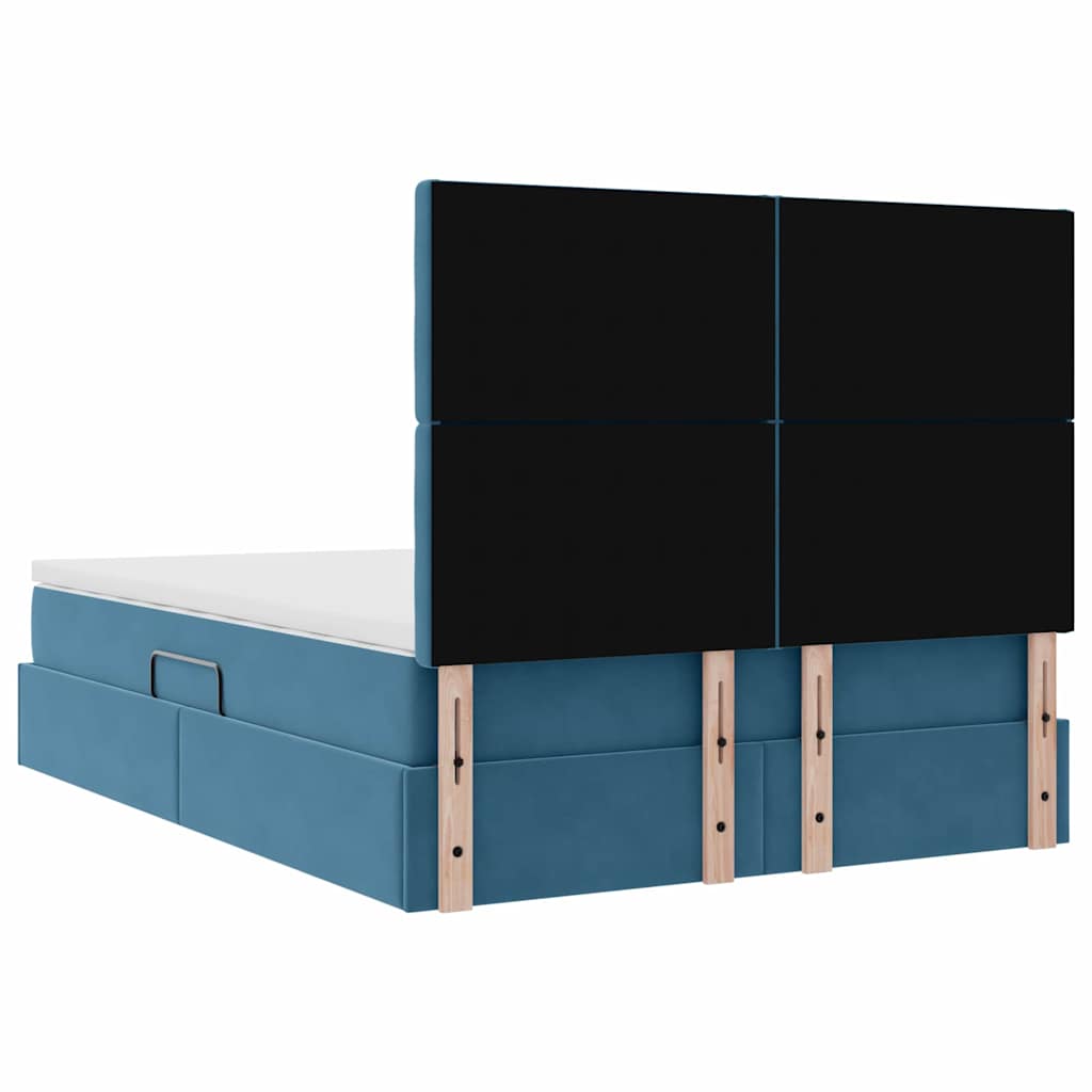 Krevet s prostorom za pohranu s LED-om Tamno plava 140 x 190 cm