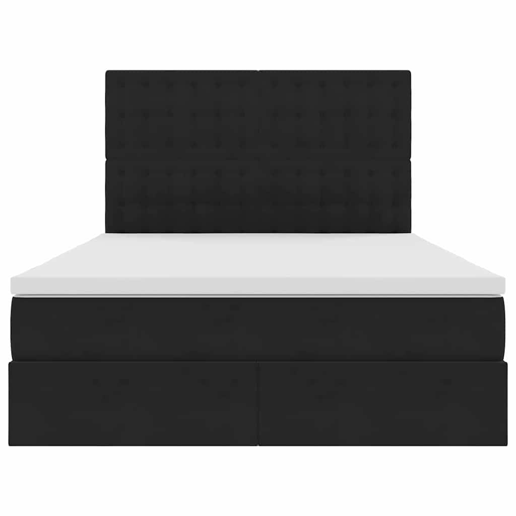 Krevet s prostorom za pohranu s LED-om Crna 140 x 200 cm Baršun