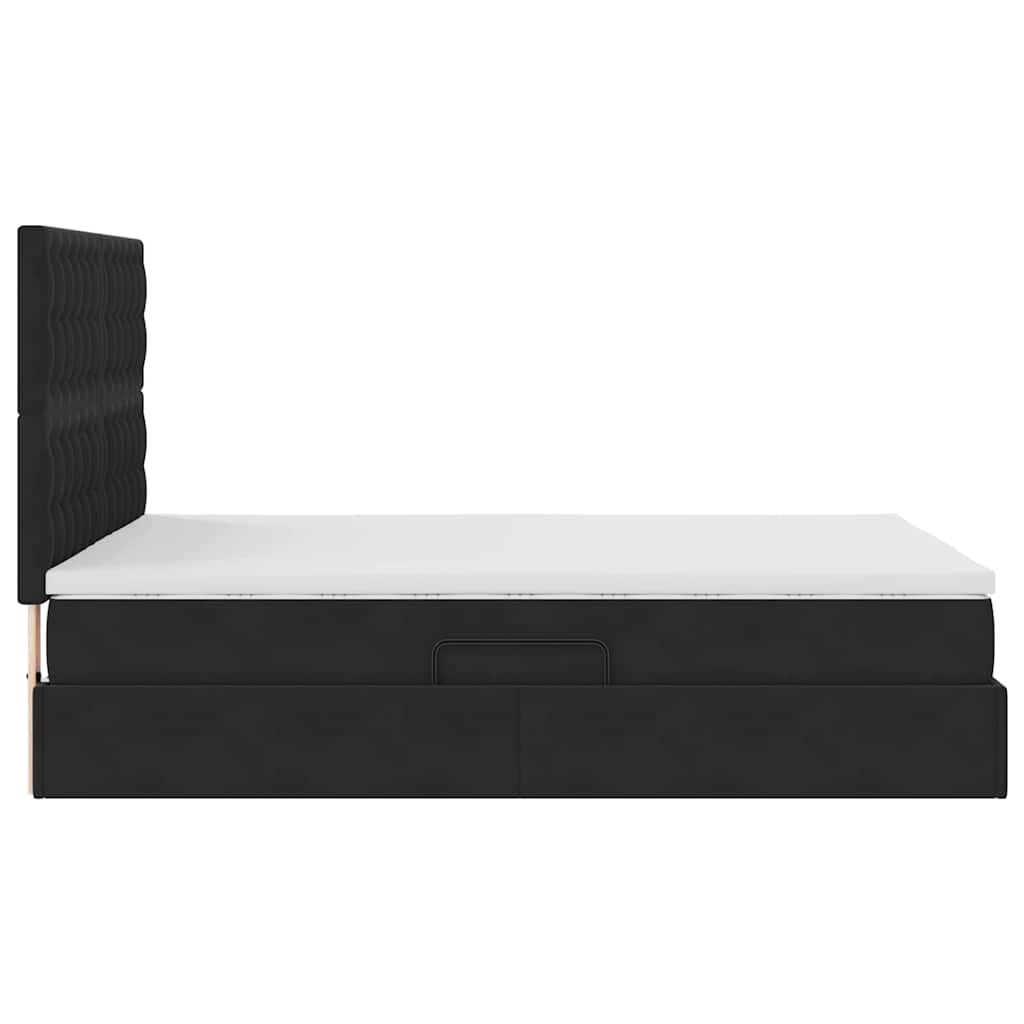 Krevet s prostorom za pohranu s LED-om Crna 140 x 200 cm Baršun