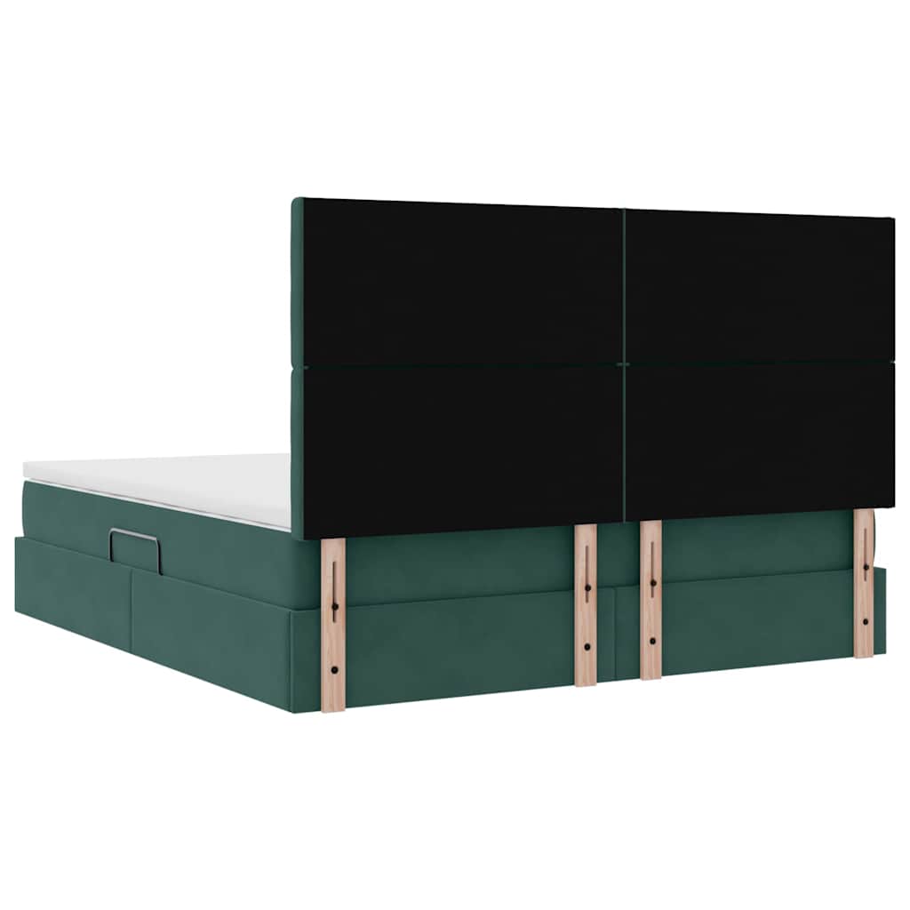 Krevet s prostorom za pohranu s LED-om Tamnozelena 160 x 200 cm