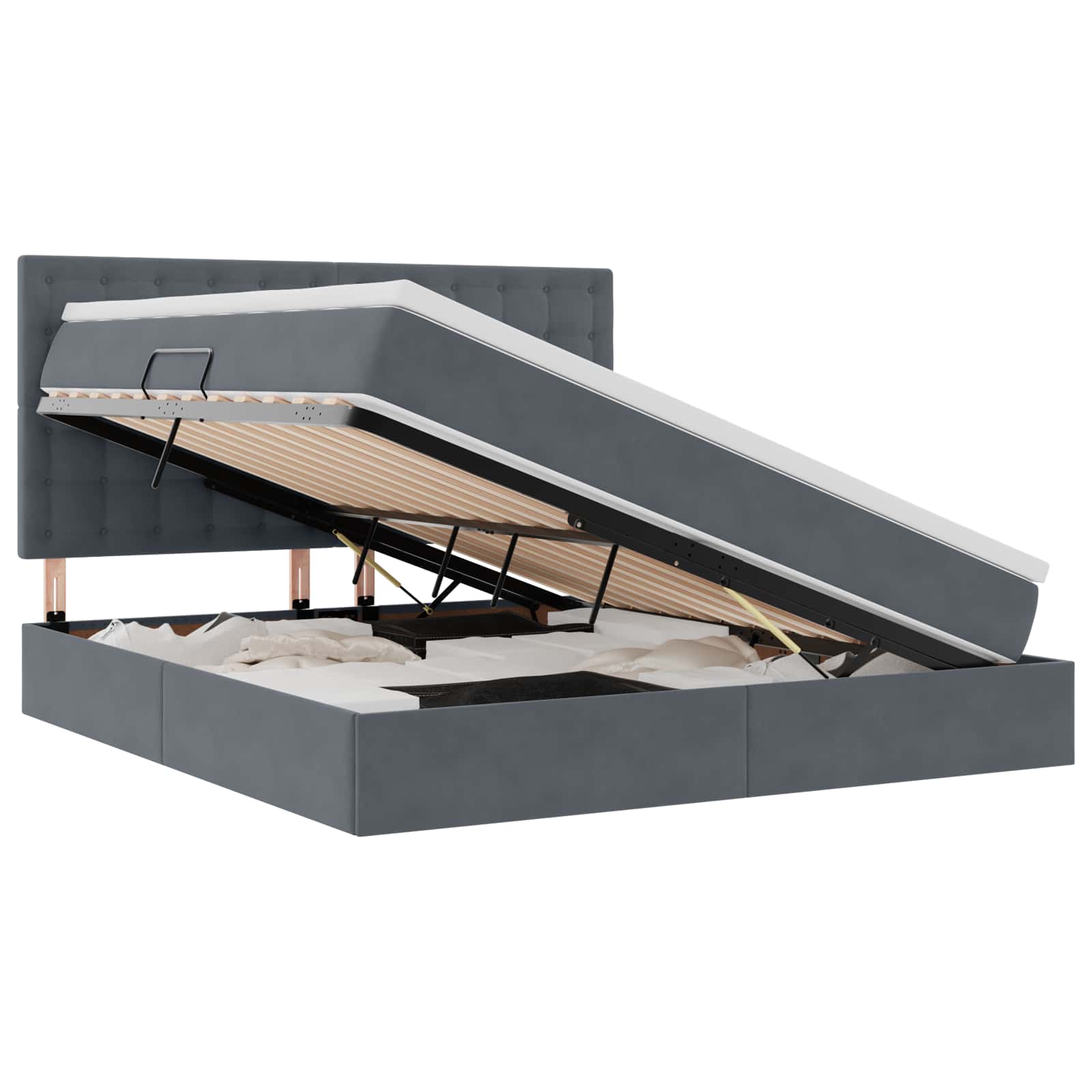 Krevet s prostorom za pohranu s LED-om Tamno siva 180 x 200 cm
