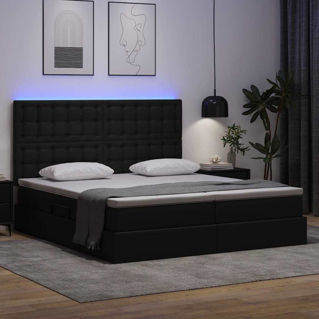 Krevet s prostorom za pohranu s LED-om Crna 180 x 200 cm