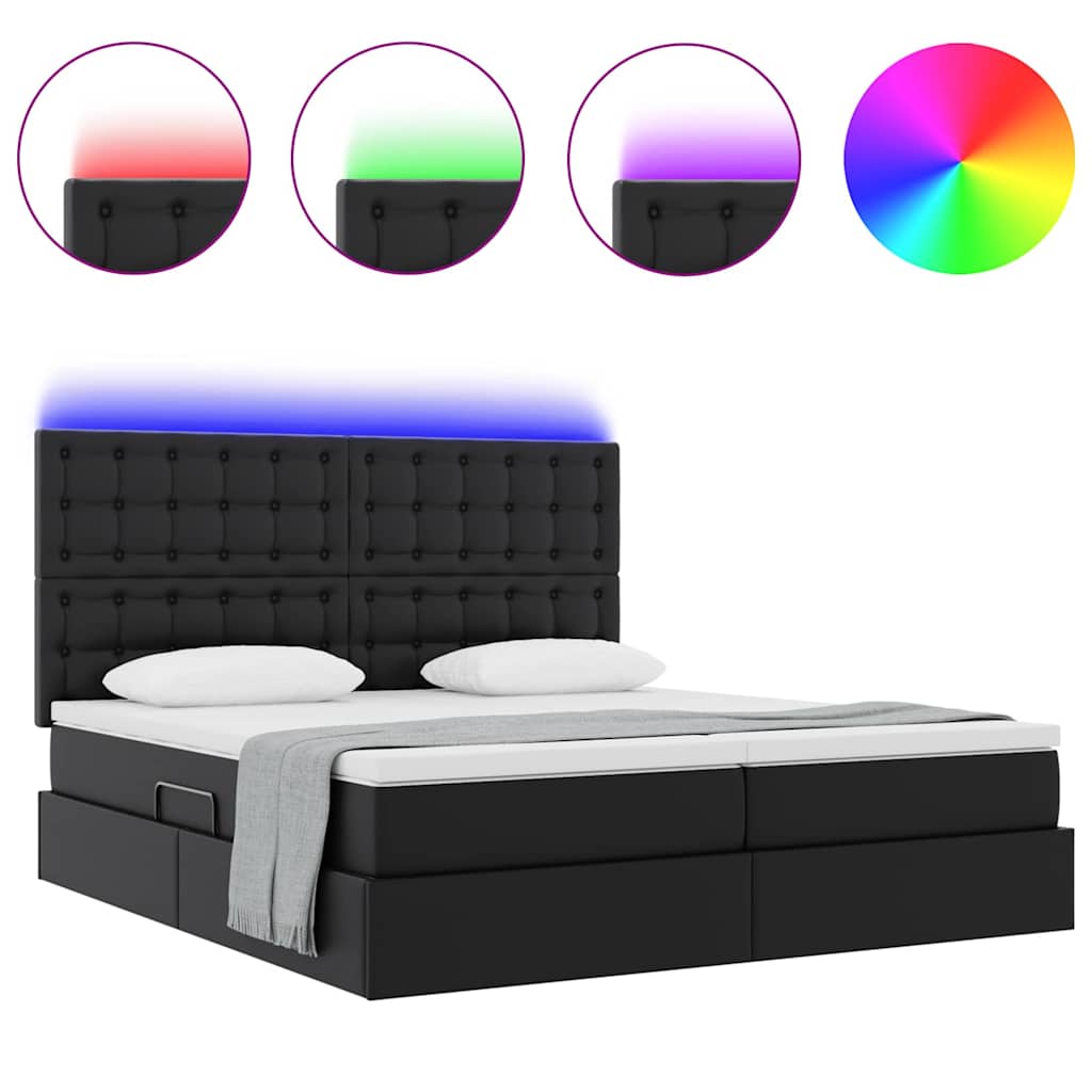 Krevet s prostorom za pohranu s LED-om Crna 180 x 200 cm