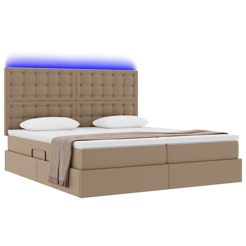 Krevet s prostorom za pohranu s LED-om Kapućino 180 x 200 cm