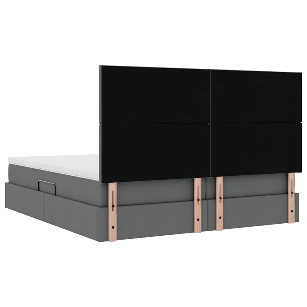 Krevet s LED trakama s pohranom Tamno siva 180 x 200 cm tkanina