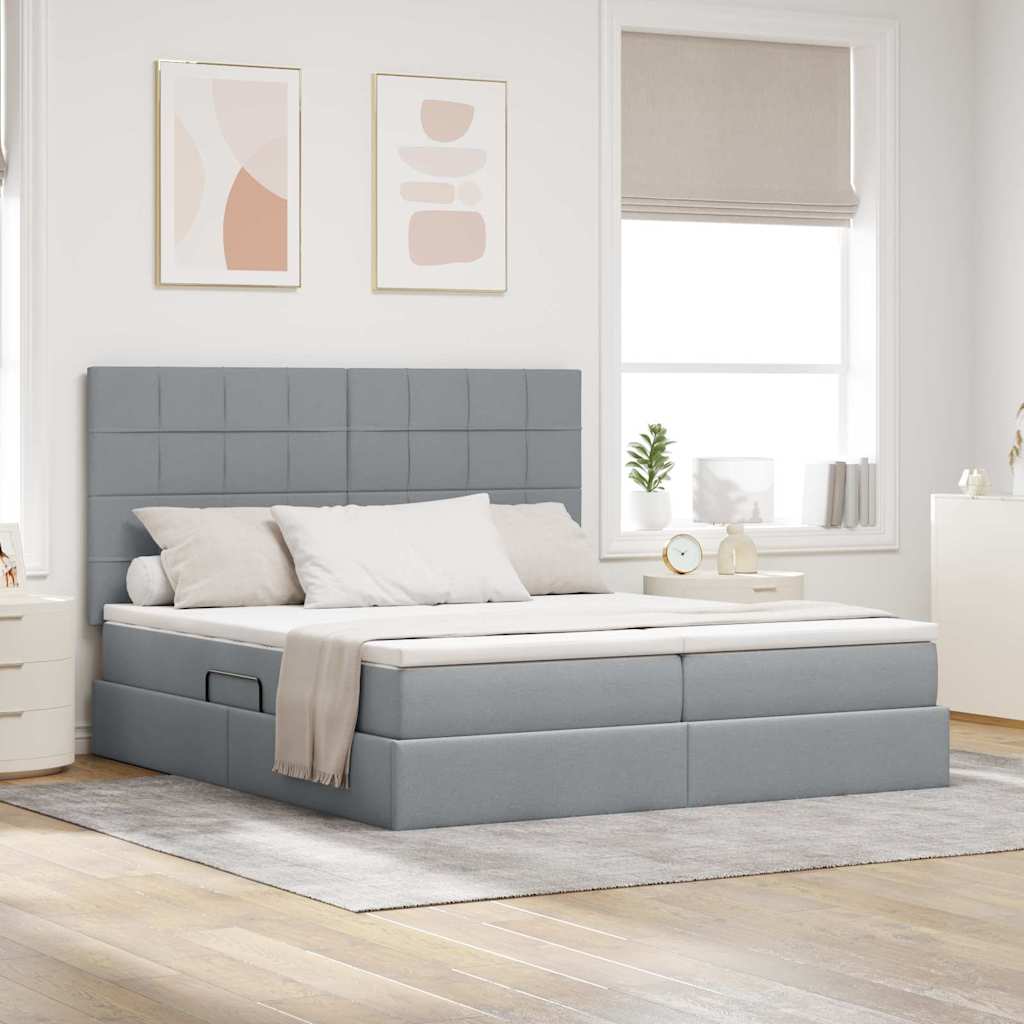 Krevet s LED trakama Svijetlo siva 180 x 200 cm tkanina