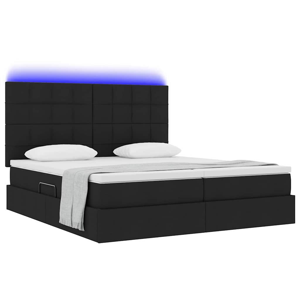 Krevet s LED trakama s uzglavljem Crna 180 x 200 cm tkanina