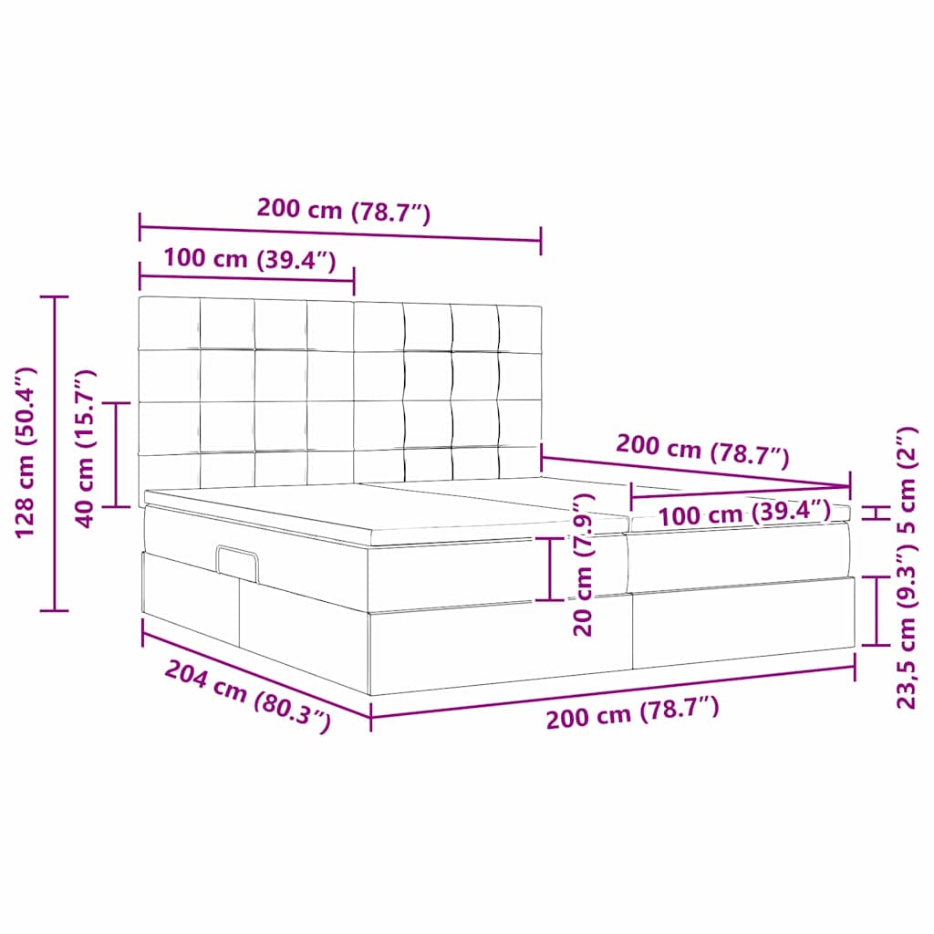 LED krevet za pohranu s madracem Plava 200 x 200 cm Tkanina
