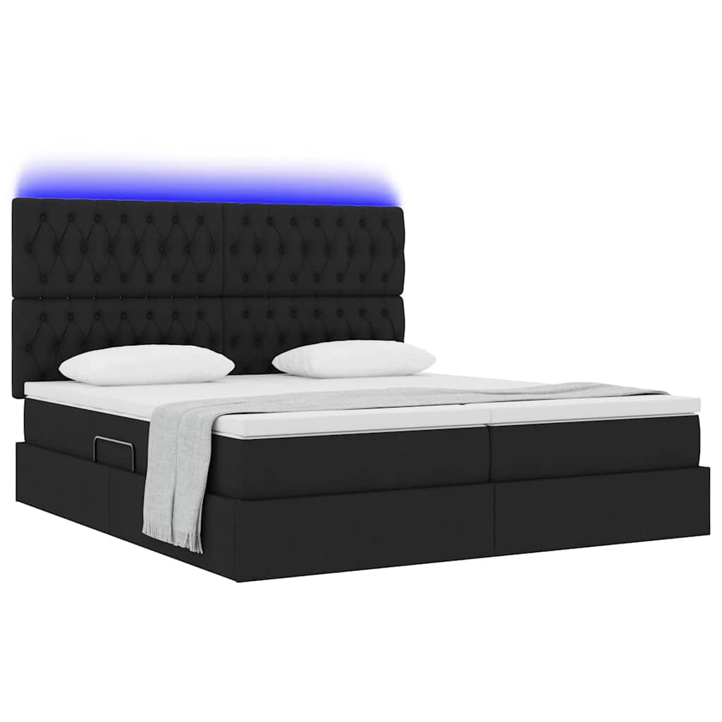 Krevet s LED trakama s uzglavljem Crna 180 x 200 cm tkanina