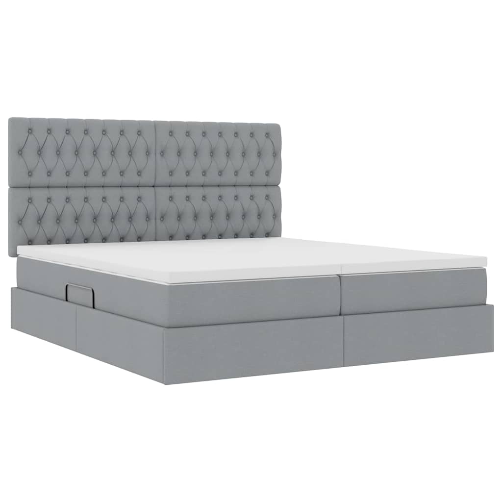 Krevet s LED trakama Svijetlo siva 200 x 200 cm tkanina