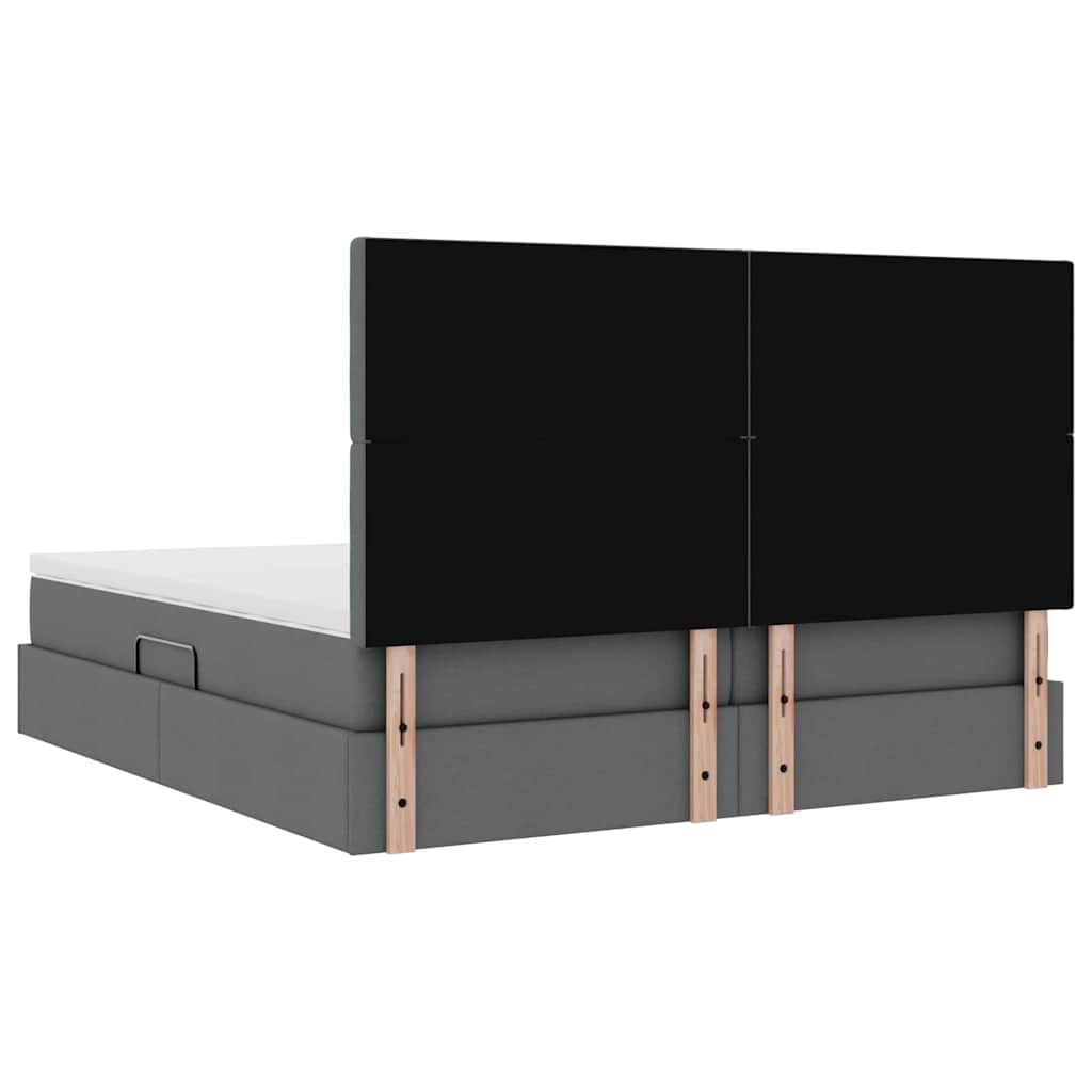 LED krevet za pohranu s madracem Tamnosiva 180 x 200 cm Tkanina