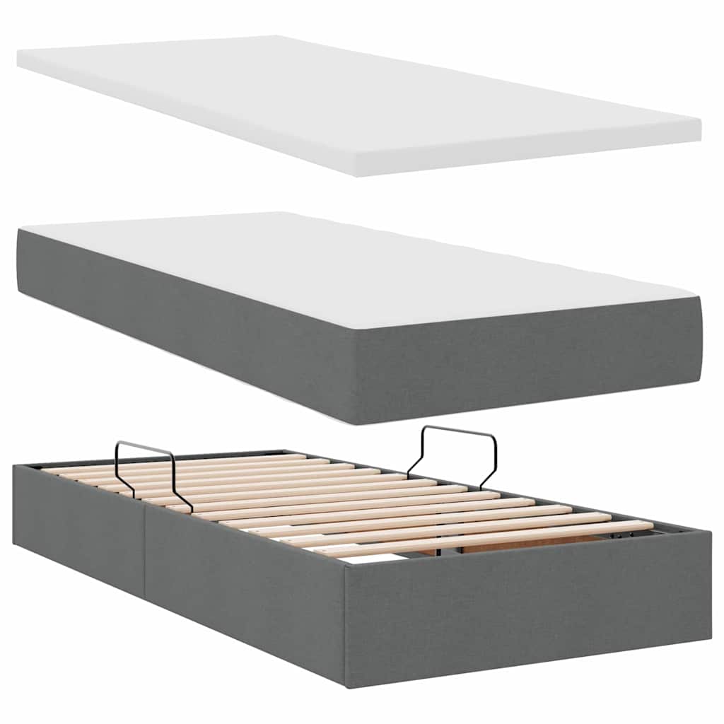 Krevet s LED trakama s pohranom Tamno siva 180 x 200 cm tkanina