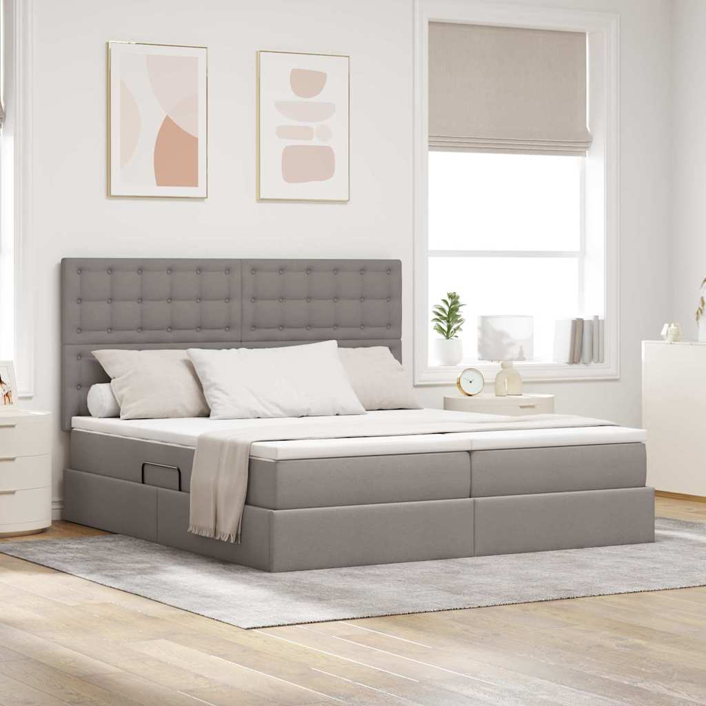 Krevet s LED trakama s pohranom Sivo-smeđa 180 x 200 cm tkanina