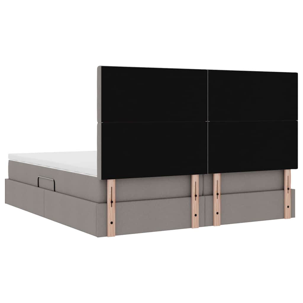 Krevet s LED trakama s pohranom Sivo-smeđa 180 x 200 cm tkanina