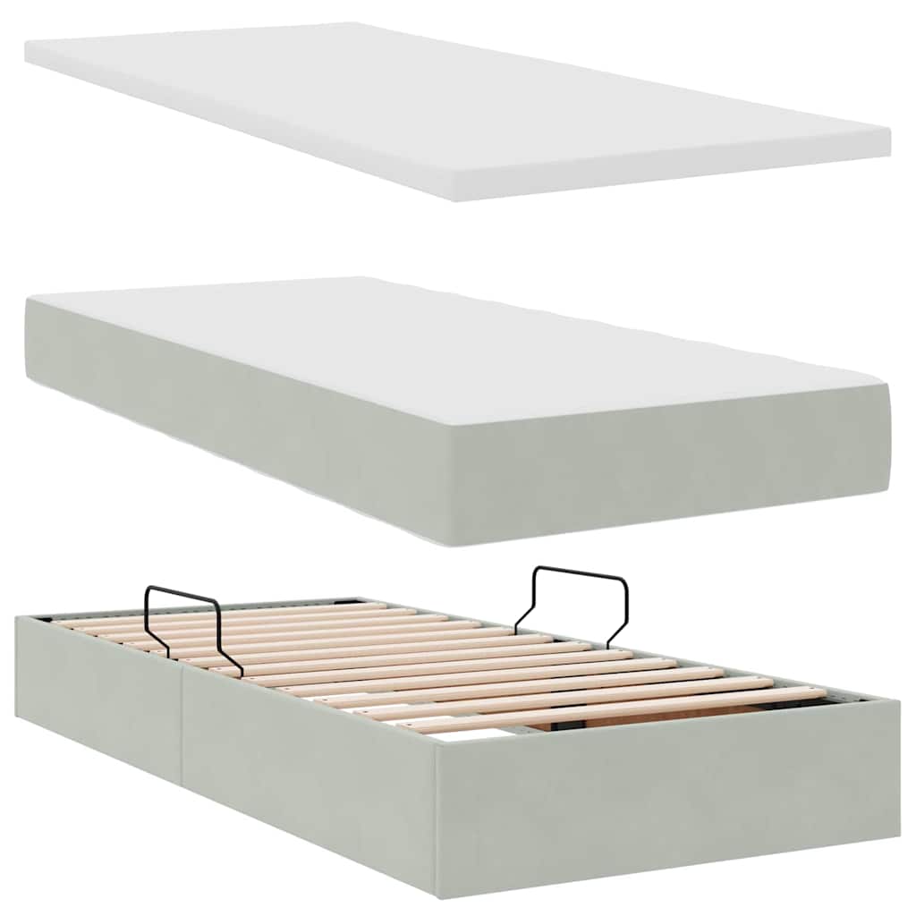 Krevet s LED trakama Svijetlo siva 180 x 200 cm Baršun