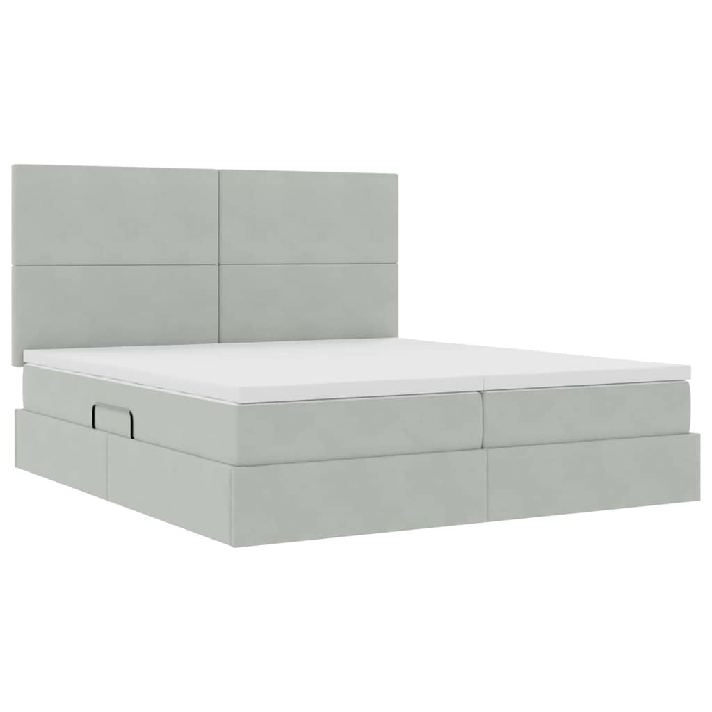 Krevet s LED trakama Svijetlo siva 200 x 200 cm Baršun