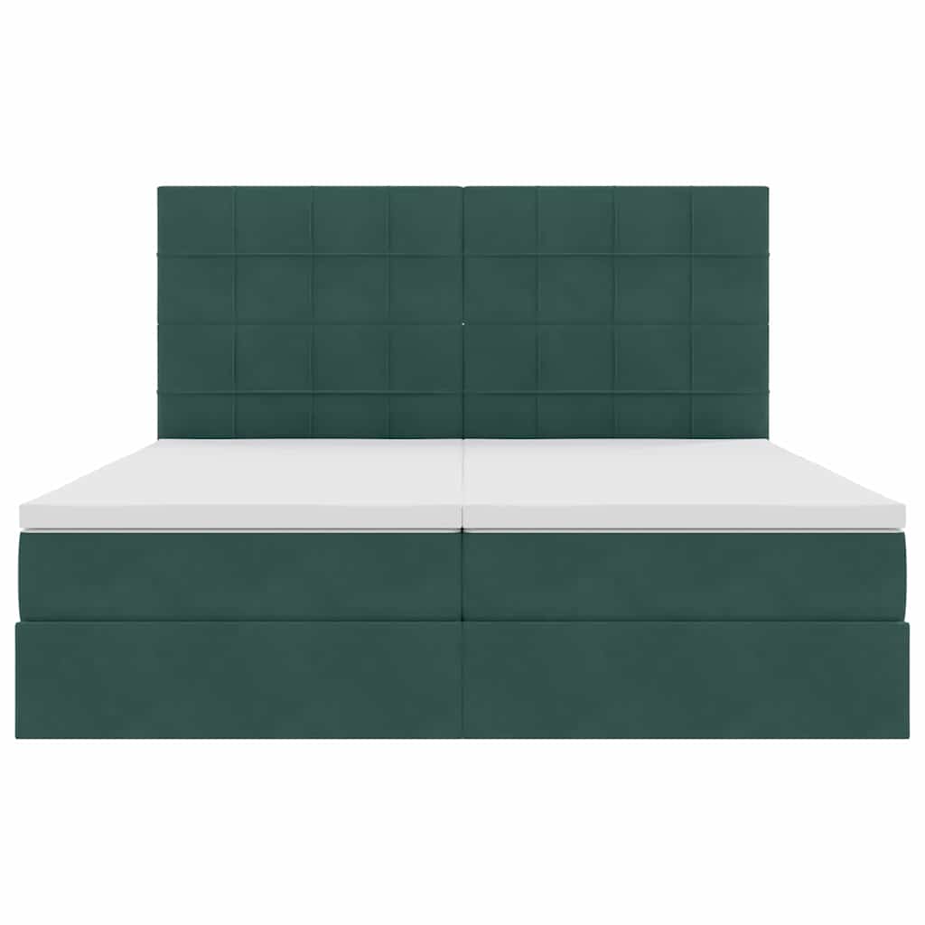 Krevet s LED trakama s pohranom Tamnozelena 180 x 200 cm Baršun