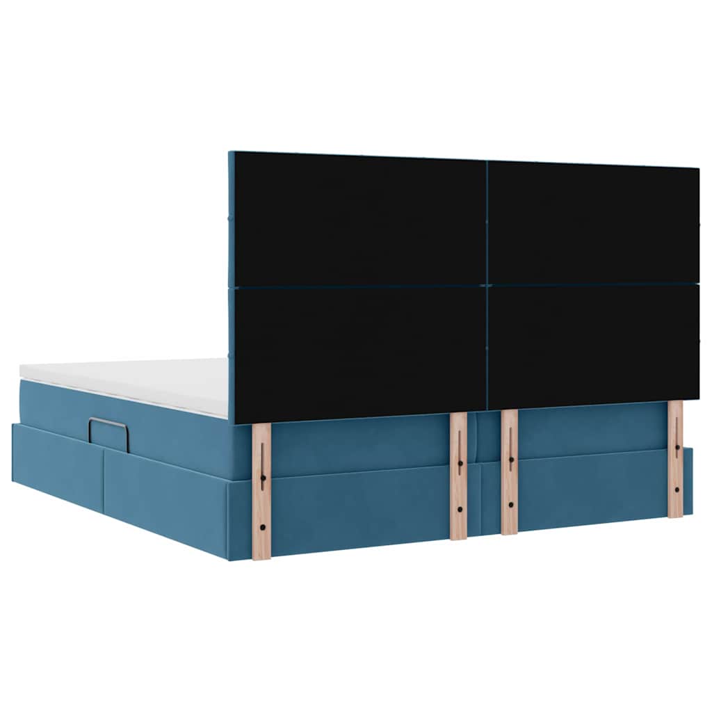 Krevet s LED trakama s pohranom Tamno plava 180 x 200 cm Baršun