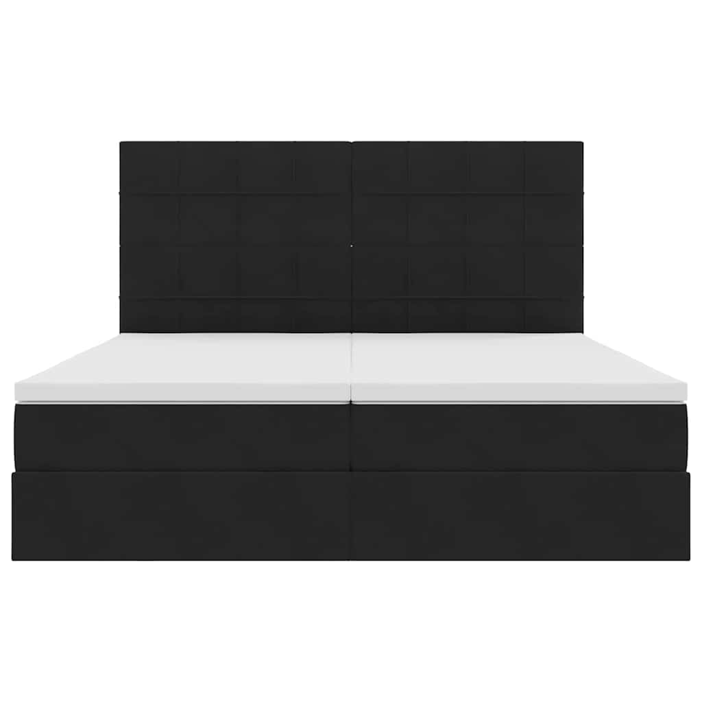 Krevet s LED trakama s uzglavljem Crna 200 x 200 cm Baršun