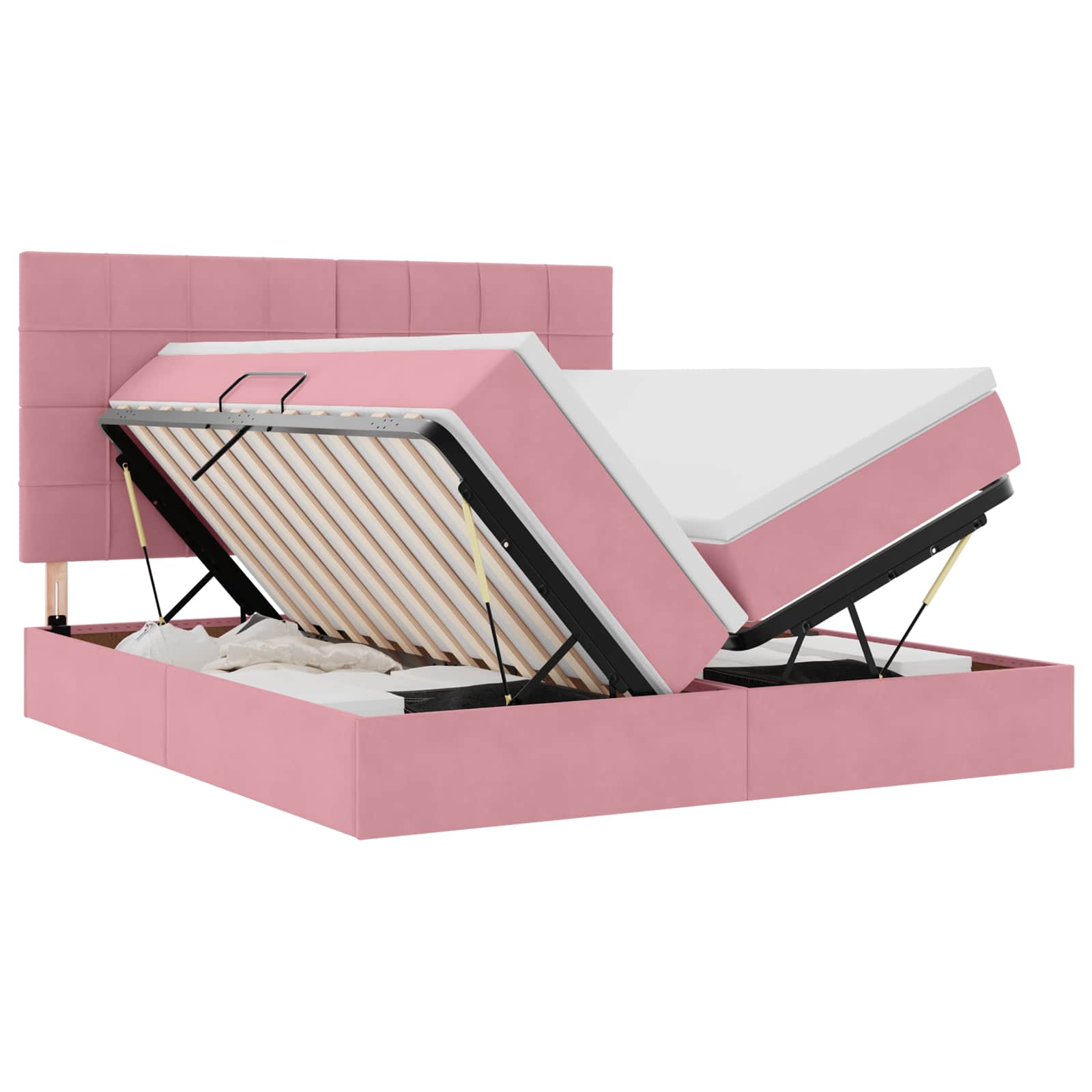 Krevet s LED trakama s uzglavljem Ružičasta 200 x 200 cm Baršun