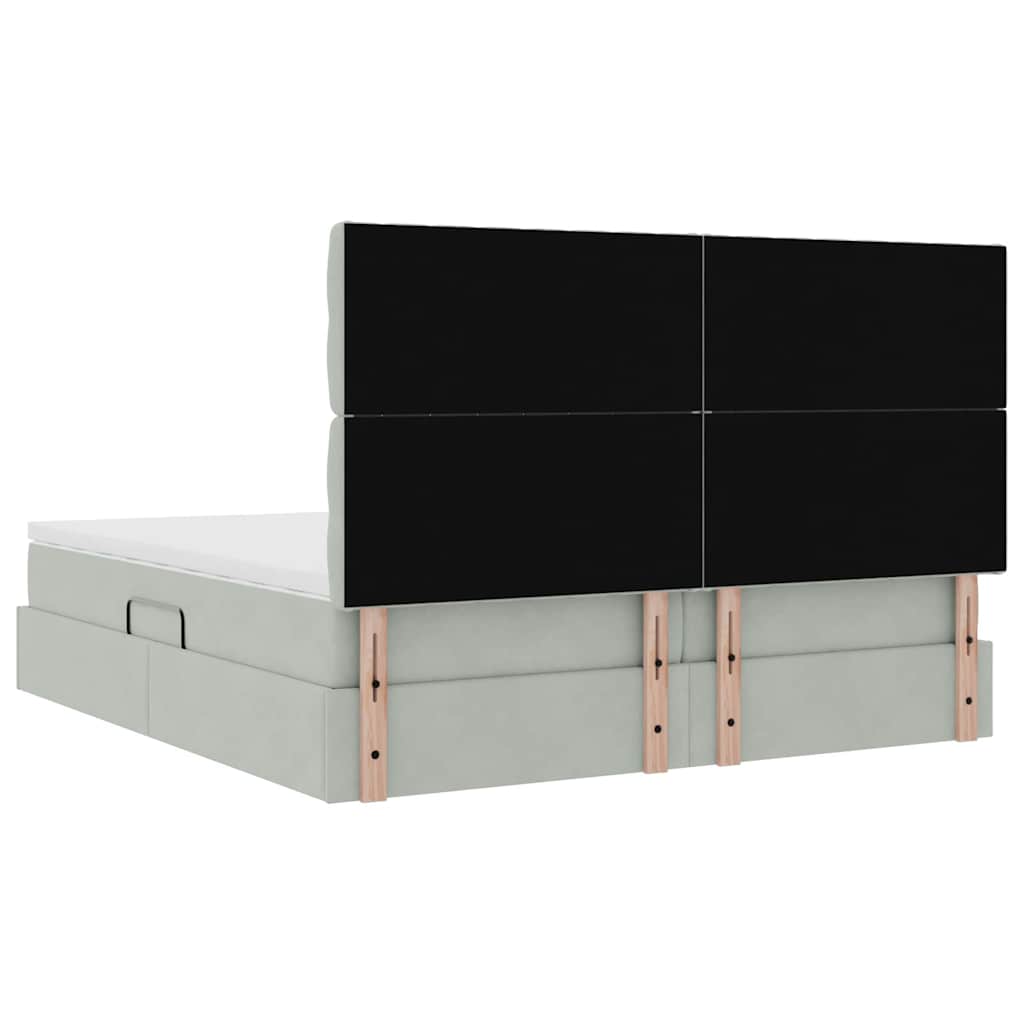 Krevet s LED trakama Svijetlo siva 200 x 200 cm Baršun