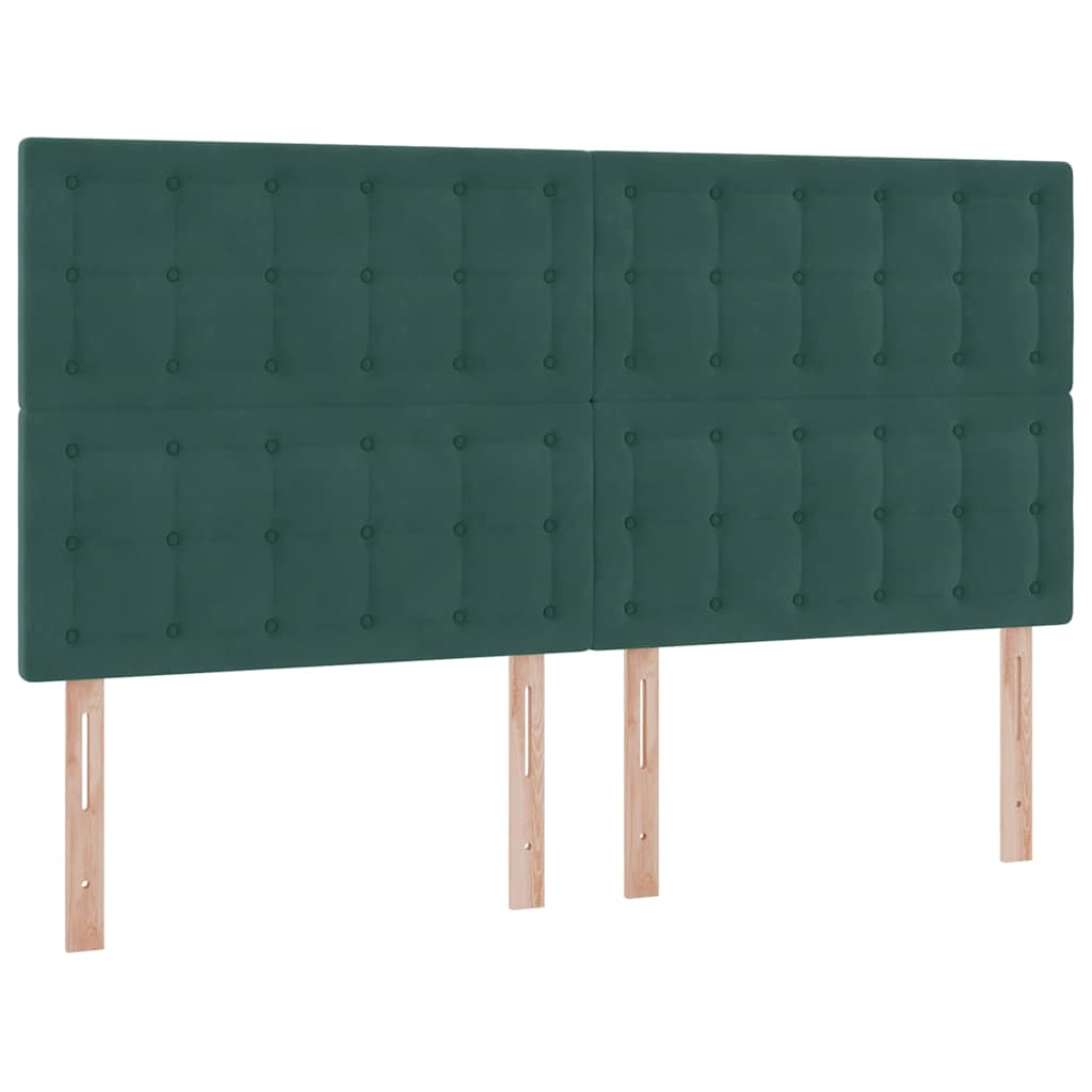 Krevet s LED trakama s pohranom Tamnozelena 180 x 200 cm Baršun