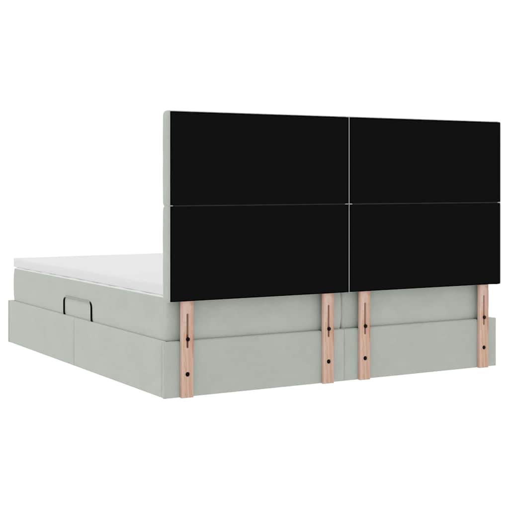 Krevet s LED trakama Svijetlo siva 200 x 200 cm Baršun