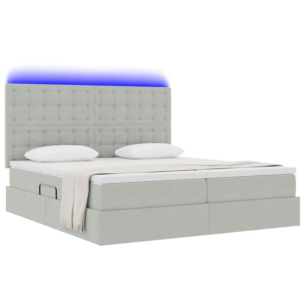 Krevet s LED trakama Svijetlo siva 200 x 200 cm Baršun
