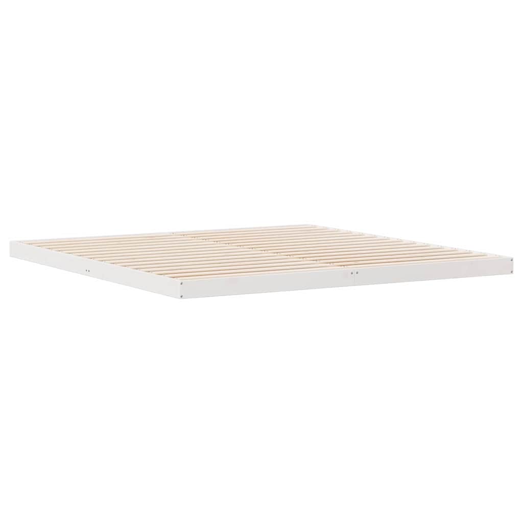 Krevet s daskama Bijelo 213,5 x 184 x 9 cm Čvrsto borovo drvo