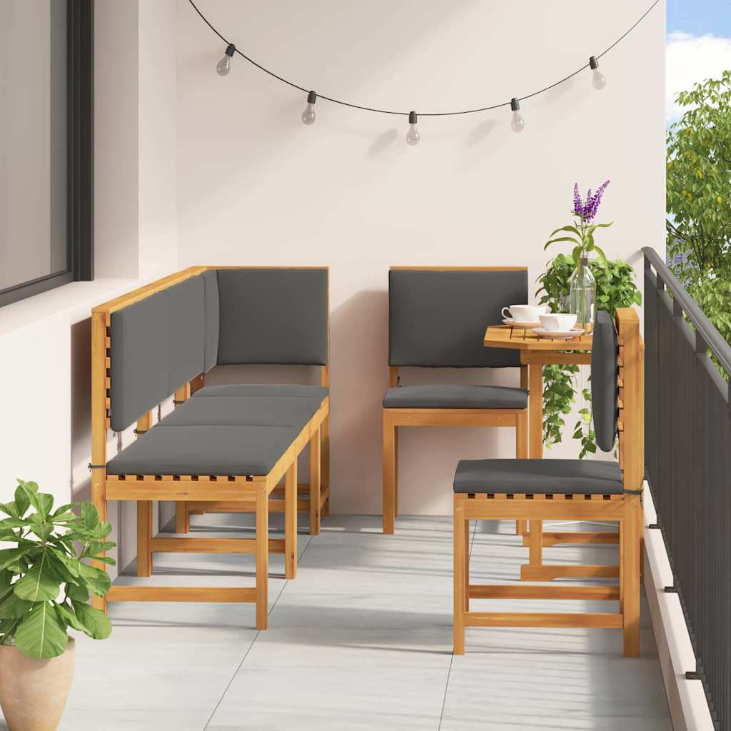 Bistro set za vrt 6 pcs Smeđa Čvrsto drvo akacije