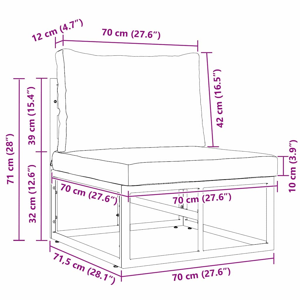 Vanjski namještaj Crna i antracit 70 x 71,5 x 71 cm Metal