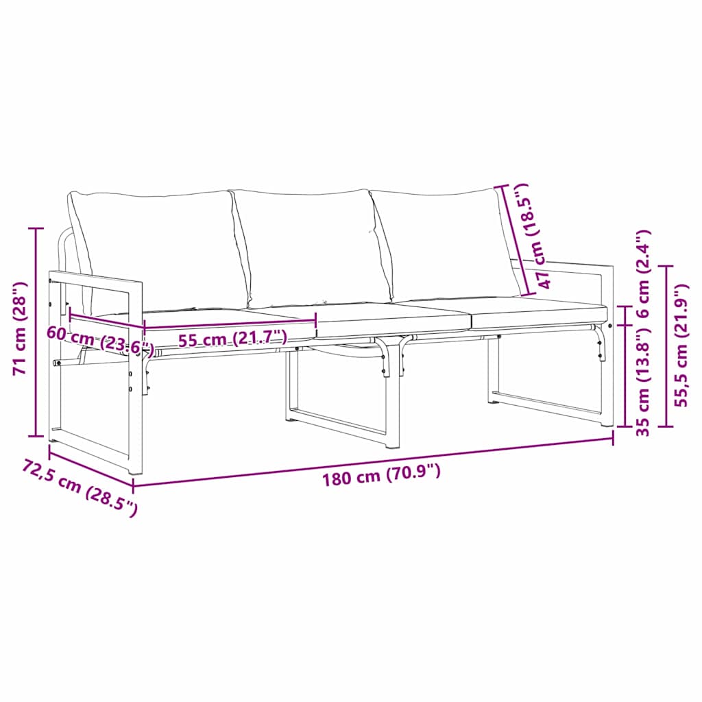 Vrtni namještaj Svijetlo siva 180 x 72,5 x 71 cm Poliester