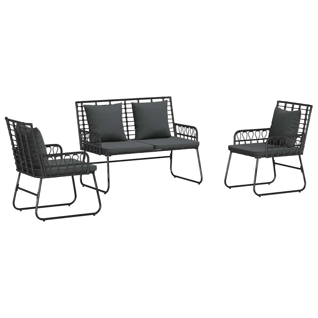 Vrtni set za objed 3 pcs Crna i antracit poliratan