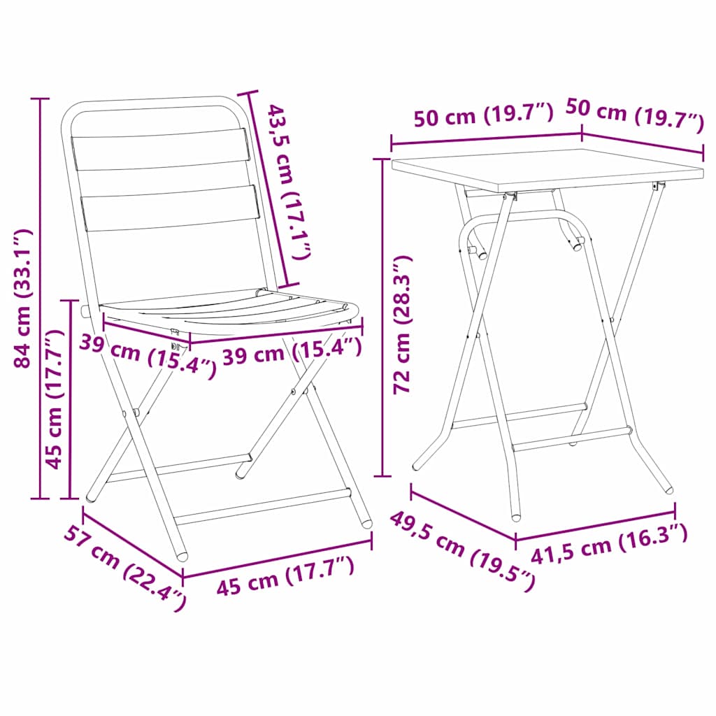 Bistro set za vrt 3 pcs Antracit Čelik