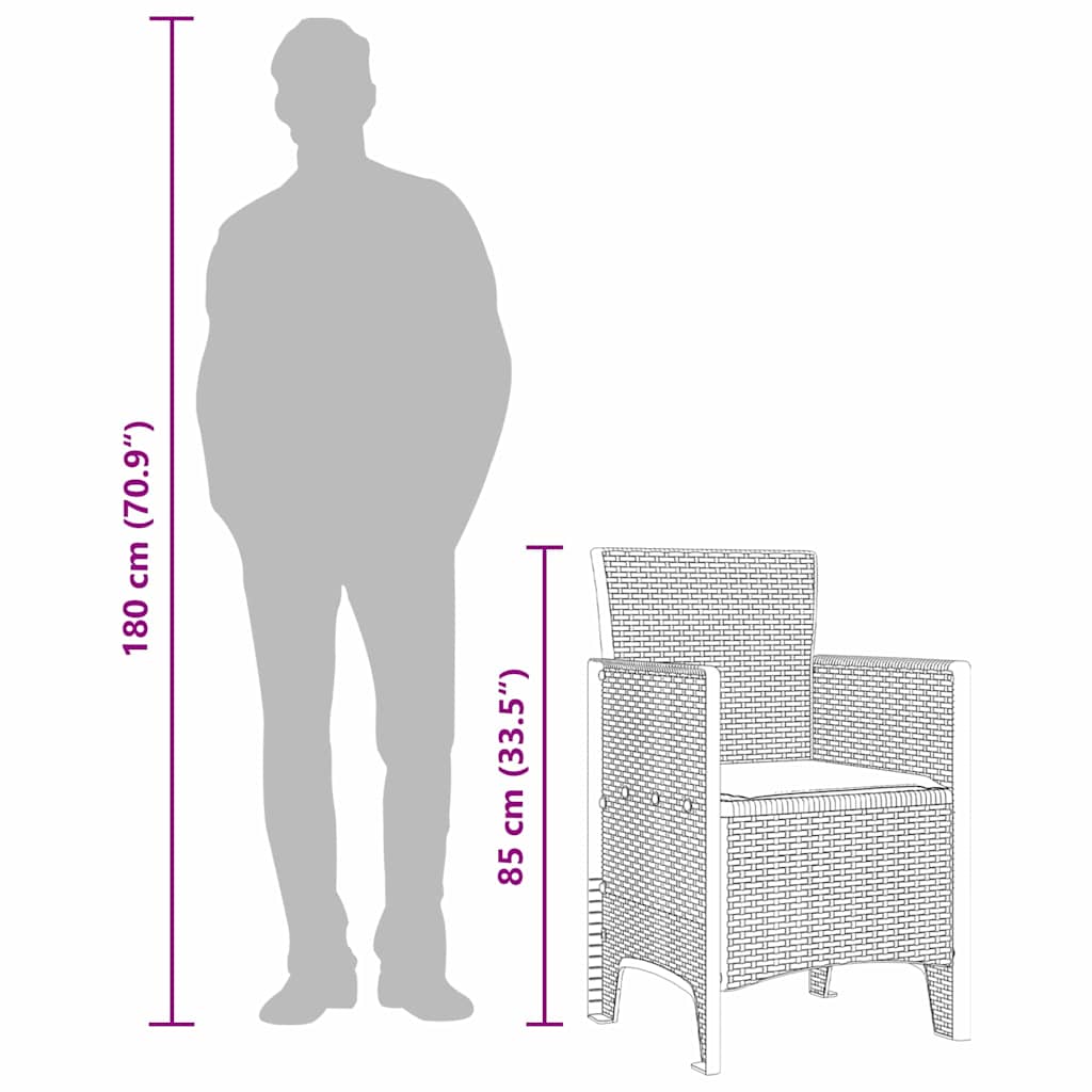 Vrtna stolica 4 pcs Smeđa 53 x 49 x 85 cm Polipropilen