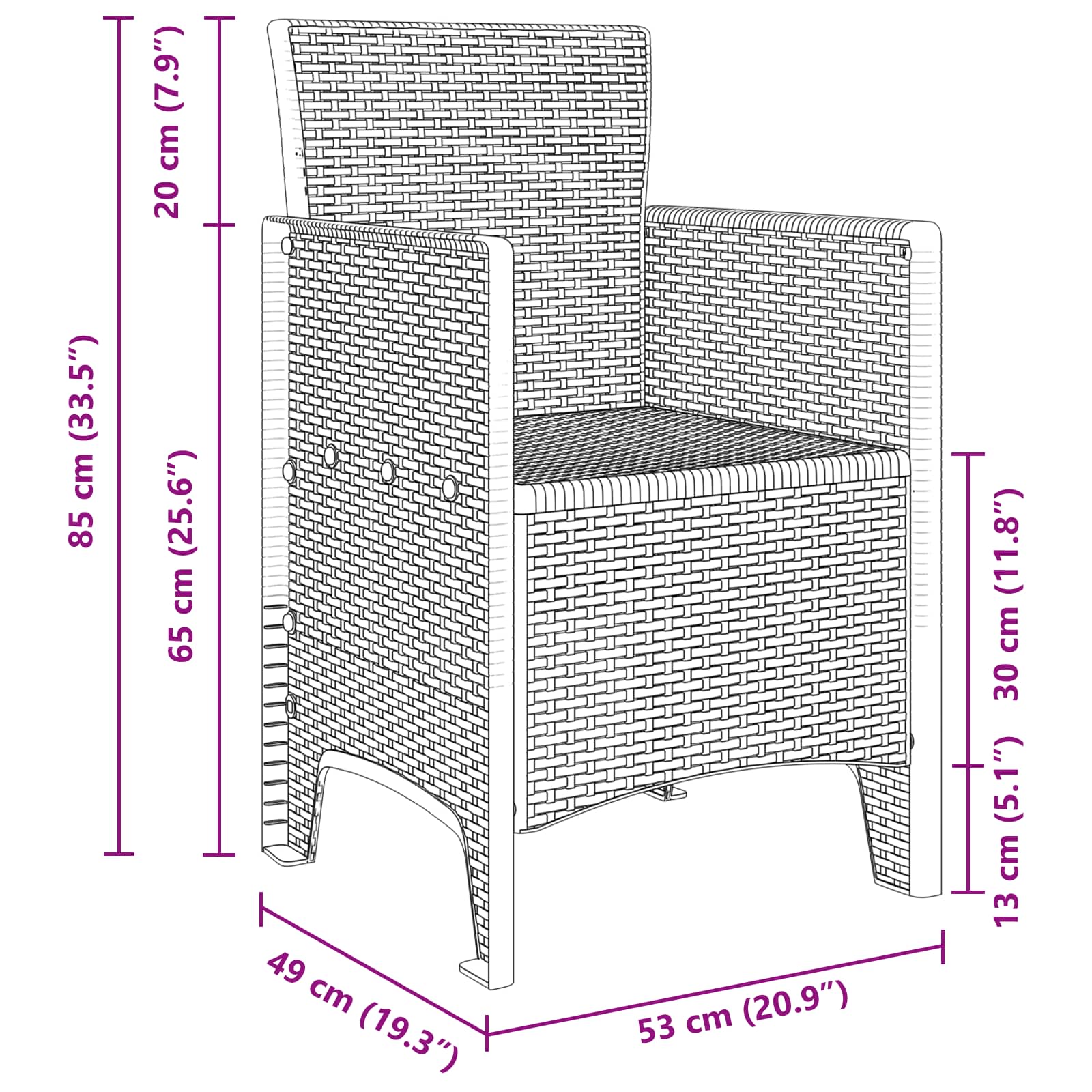 Vrtna stolica 4 pcs Bijelo 53 x 49 x 85 cm Polipropilen