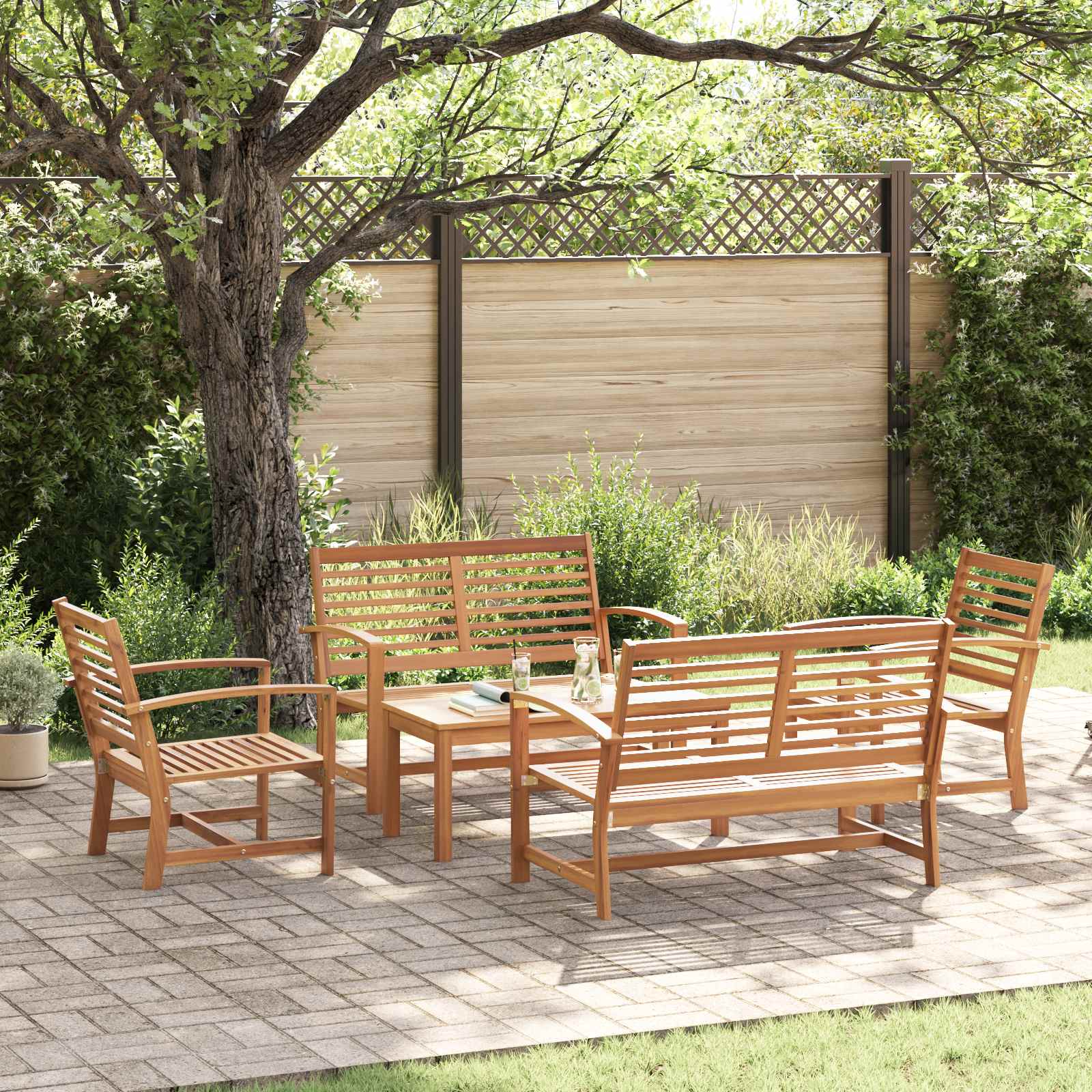 Sjedeća garnitura za vrt 5 pcs Prirodna Čvrsto teak drvo