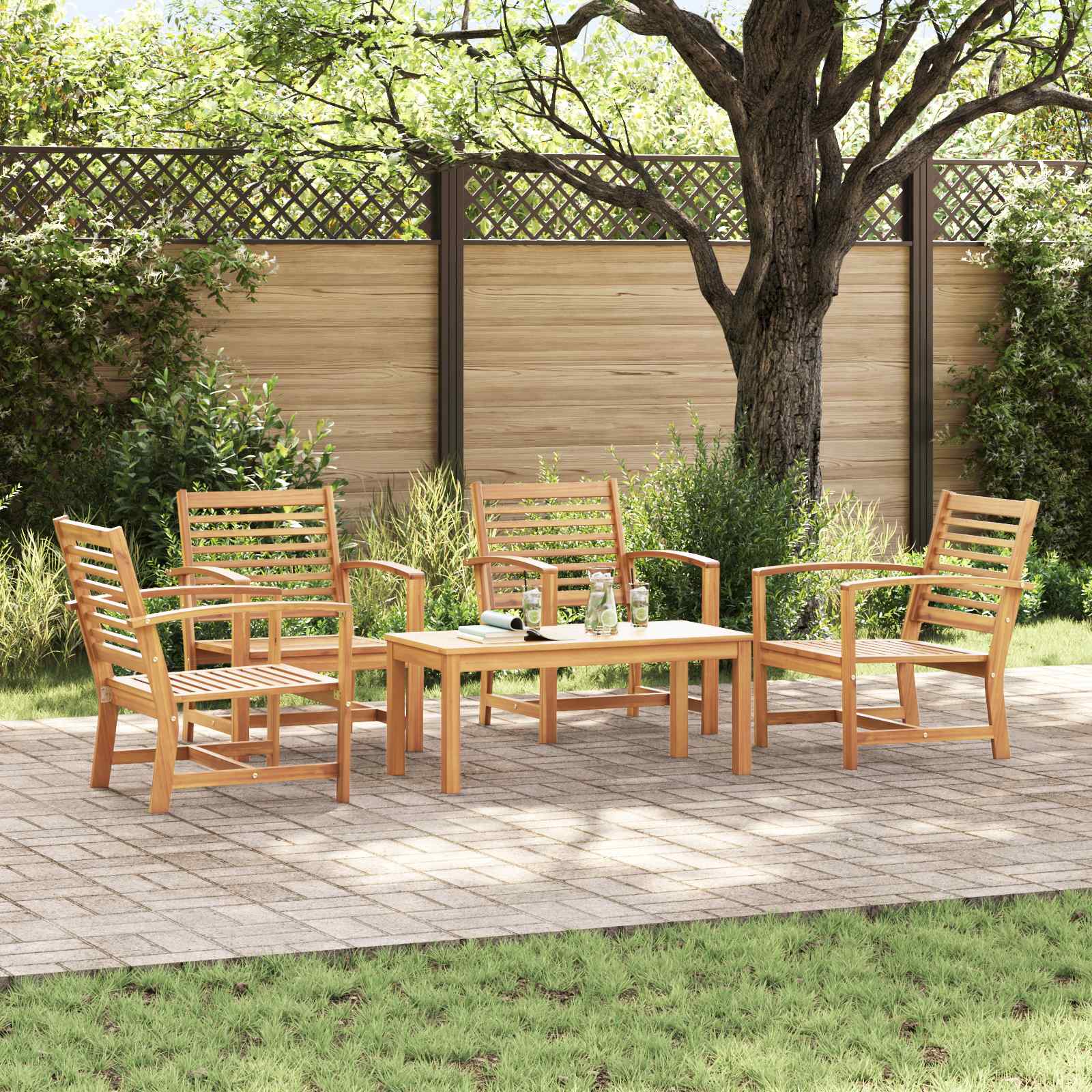 Sjedeća garnitura za vrt 5 pcs Prirodna Čvrsto teak drvo