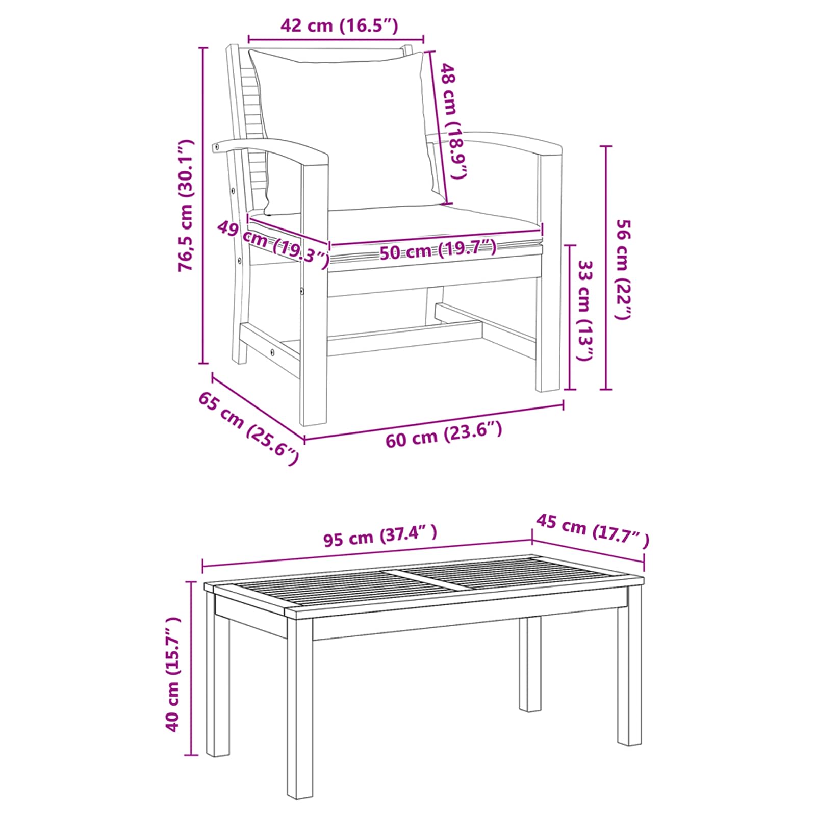 Sjedeća garnitura za vrt 5 pcs Prirodna Čvrsto teak drvo