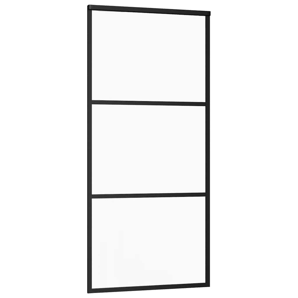 Klizna vrata s priborom crna 90 x 205 cm od ESG stakla