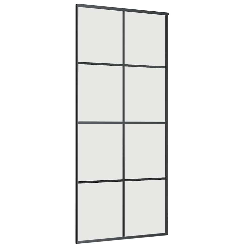 Klizna vrata s priborom crna 90 x 205 cm od ESG stakla