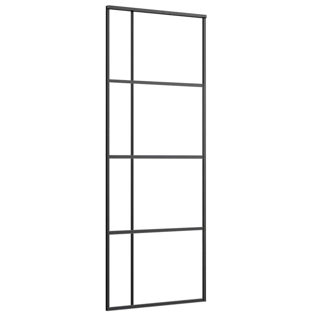 Klizna vrata s priborom crna 76 x 205 cm od ESG stakla