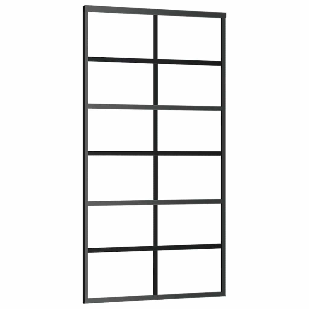 Klizna vrata s priborom crna 102 x 205 cm od ESG stakla