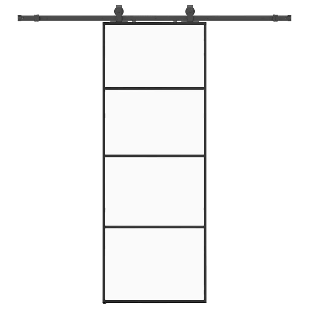 Klizna vrata s priborom crna 76 x 205 cm od ESG stakla