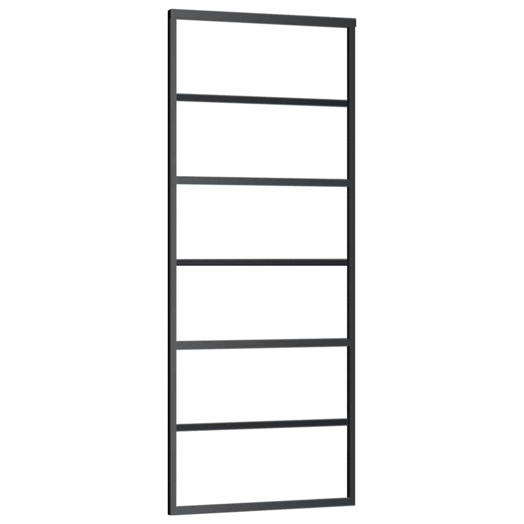 Klizna vrata s priborom crna 76 x 205 cm od ESG stakla